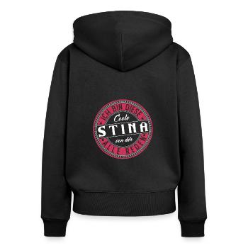 Stina Geschenkidee Geschenk Geburtstag - Frauen Premium Bio Zip Hoodie - Schwarz - Hinten - Julia (174cm)