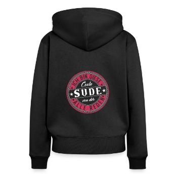 Sude Geschenkidee Geschenk Geburtstag - Frauen Premium Bio Zip Hoodie - Schwarz - Hinten - Julia (174cm)
