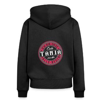 Tanja Geschenkidee Geschenk Geburtstag - Frauen Premium Bio Zip Hoodie - Schwarz - Hinten - Julia (174cm)