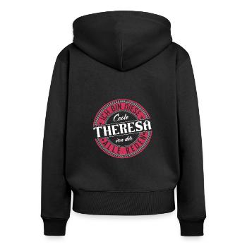 Theresa Geschenkidee Geschenk Geburtstag - Frauen Premium Bio Zip Hoodie - Schwarz - Hinten - Julia (174cm)