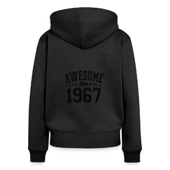 Génial depuis 1967 Anniversaire 1967 Millésime 1967 - Sweat à capuche zippé Premium bio Femme - noir - Dos - Julia (174cm)