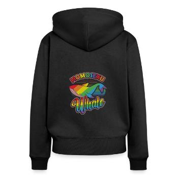 Gay Whale Rainbow Whale Lgbt - Sweat à capuche zippé Premium bio Femme - noir - Dos - Julia (174cm)