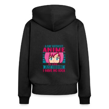 Anime Girl Manga Eyes Un jour sans anime - Sweat à capuche zippé Premium bio Femme - noir - Dos - Julia (174cm)