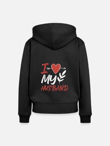 Ich liebe meinen Ehemann - Frauen Premium Bio Zip Hoodie - Schwarz