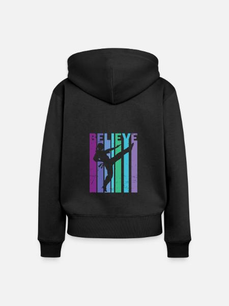 Believe | Karate - Frauen Premium Bio Zip Hoodie - Schwarz