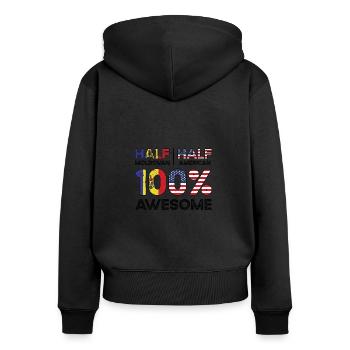 Né Moldavie Moldavie américaine Etats-Unis - Sweat à capuche zippé Premium bio Femme - noir - Dos - Julia (174cm)