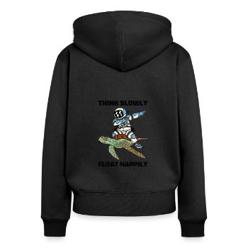 Weltraum Astronaut Schwebende Wildtiere Reptil - Frauen Premium Bio Zip Hoodie - Schwarz - Hinten - Julia (174cm)