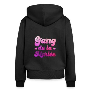 ganf de la mariée evjf future mariée mariage - Sweat à capuche zippé Premium bio Femme - noir - Dos - Julia (174cm)