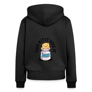 Antidepressivum Kätzchen Medizin Katzenbesitzer - Frauen Premium Bio Zip Hoodie - Schwarz - Hinten - Julia (174cm)