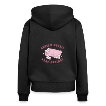 Fabricant de savon Production de savon de fabrication de savon - Sweat à capuche zippé Premium bio Femme - noir - Dos - Julia (174cm)