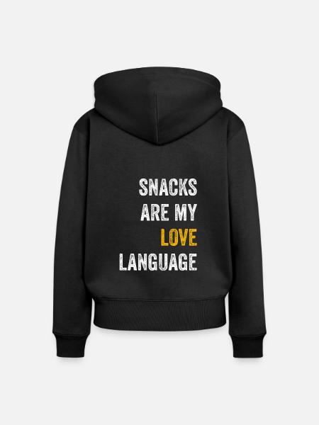 Snacks sind meine Liebessprache - Frauen Premium Bio Zip Hoodie - Schwarz