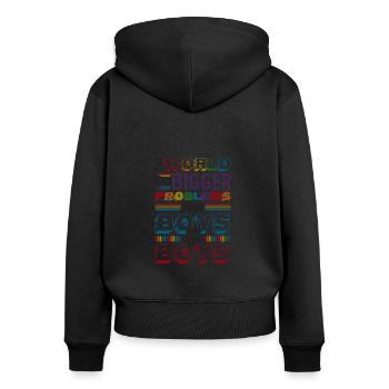 Des problèmes plus importants que les gars qui embrassent des garçons - Sweat à capuche zippé Premium bio Femme - noir - Dos - Julia (174cm)
