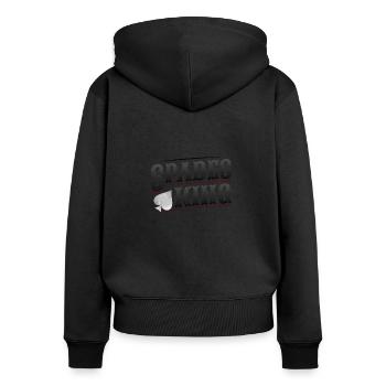 Roi de pique, cartes de pique - Sweat à capuche zippé Premium bio Femme - noir - Dos - Julia (174cm)
