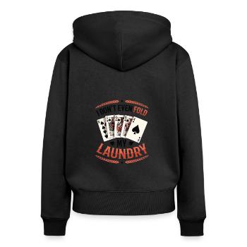 Je ne plie même pas mon linge, casino poker - Sweat à capuche zippé Premium bio Femme - noir - Dos - Julia (174cm)