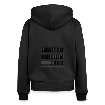 Édition limitée 2002 - Sweat à capuche zippé Premium bio Femme - noir - Dos - Julia (174cm)