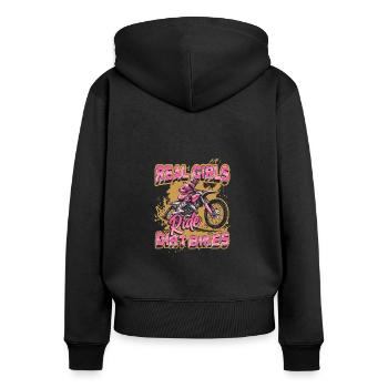 Les vraies filles conduisent des motos hors route, motocross féminin - Sweat à capuche zippé Premium bio Femme - noir - Dos - Julia (174cm)