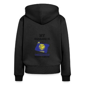 Nichts macht mir Angst Oregonian Ehemann Oregon - Frauen Premium Bio Zip Hoodie - Schwarz - Hinten - Julia (174cm)