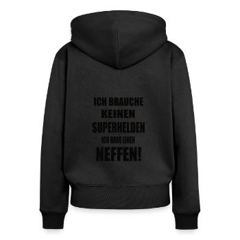 Neffe Geburtstag - Frauen Premium Bio Zip Hoodie - Schwarz - Hinten - Julia (174cm)