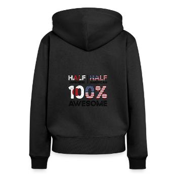 Halb Japaner Japaner Amerikaner USA - Frauen Premium Bio Zip Hoodie - Schwarz - Hinten - Julia (174cm)