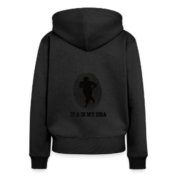 Laufsport Joggen Its In My Dna - Frauen Premium Bio Zip Hoodie - Schwarz - Hinten - Julia (174cm)