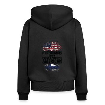Geboren Finnisch Finnland Amerikanisch USA - Frauen Premium Bio Zip Hoodie - Schwarz - Hinten - Julia (174cm)