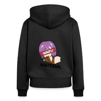 Anime Waifu Material Manga Augen Japanisch - Frauen Premium Bio Zip Hoodie - Schwarz - Hinten - Julia (174cm)
