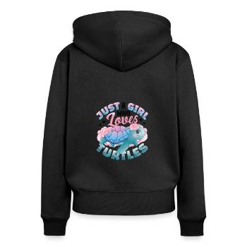 Just A Girl Who Loves Turtles - Frauen Premium Bio Zip Hoodie - Schwarz - Hinten - Julia (174cm)
