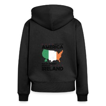 Geboren in Irland Irland Amerikanisch USA - Frauen Premium Bio Zip Hoodie - Schwarz - Hinten - Julia (174cm)