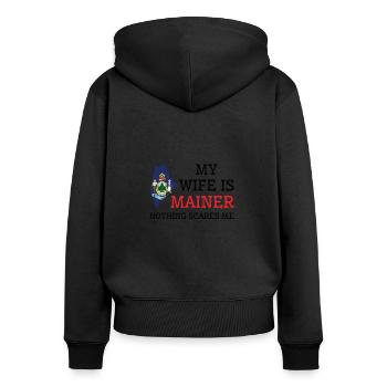 Nichts macht mir Angst Mainer Wife Maine - Frauen Premium Bio Zip Hoodie - Schwarz - Hinten - Julia (174cm)