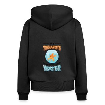 Élevage de poissons amusant, pisciculteurs - Sweat à capuche zippé Premium bio Femme - noir - Dos - Julia (174cm)