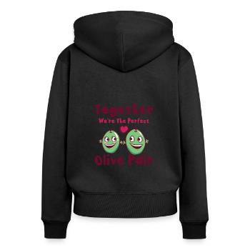 Saint-Valentin Olive Couples Rencontres Romance - Sweat à capuche zippé Premium bio Femme - noir - Dos - Julia (174cm)