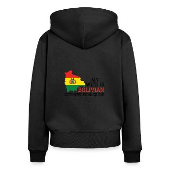 Nichts macht mir Angst, bolivianische Frau - Frauen Premium Bio Zip Hoodie - Schwarz - Hinten - Julia (174cm)
