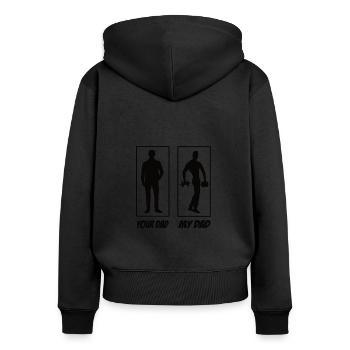 Ton papa mon papa fitness papa - Sweat à capuche zippé Premium bio Femme - noir - Dos - Julia (174cm)