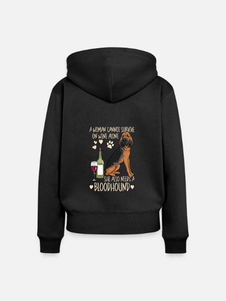 Bloodhound Hund Bluthund - Frauen Premium Bio Zip Hoodie - Schwarz