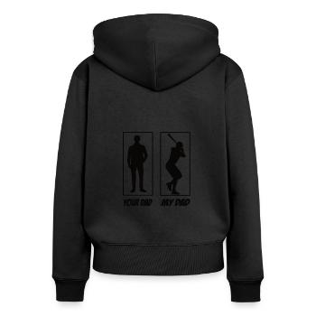 Ton père mon père Baseball Papa - Sweat à capuche zippé Premium bio Femme - noir - Dos - Julia (174cm)