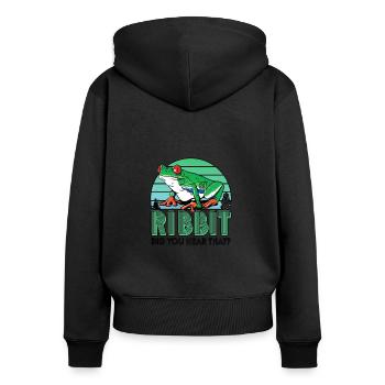 Red Eyed Tree Frog Cute Rainforest Amphibian - Women's Premium Organic Zip Hoodie - black - Back - Julia (174cm)