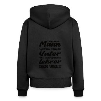 Vater Und Lehrer - Frauen Premium Bio Zip Hoodie - Schwarz - Hinten - Julia (174cm)