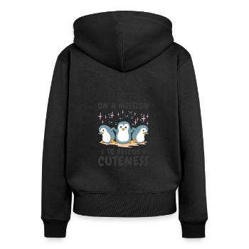 Journée mondiale de la nature des manchots Nature Faune - Sweat à capuche zippé Premium bio Femme - noir - Dos - Julia (174cm)