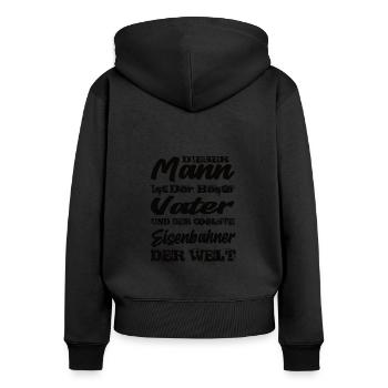 Eisenbahner - Frauen Premium Bio Zip Hoodie - Schwarz - Hinten - Julia (174cm)