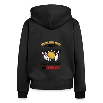 Bowling Dad, Wie Ein Normaler Dad, Aber Cooler - Frauen Premium Bio Zip Hoodie - Schwarz - Hinten - Julia (174cm)