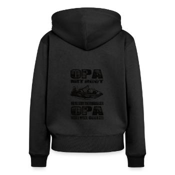 Opa Mit Boot Wie Ein Normaler Opa Nur Cooler - Frauen Premium Bio Zip Hoodie - Schwarz - Hinten - Julia (174cm)