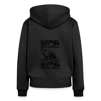 Opa Mit Bagger Wie Ein Normaler Opa Nur Cooler - Frauen Premium Bio Zip Hoodie - Schwarz - Hinten - Julia (174cm)