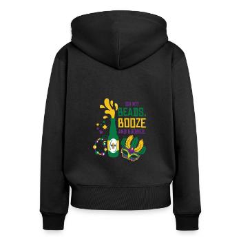 Mardi Gras Karneval Maske Bier Perlen Tölpel - Frauen Premium Bio Zip Hoodie - Schwarz - Hinten - Julia (174cm)