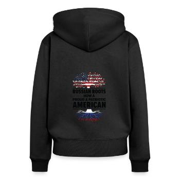 Born Russian Russia American USA Citizenship - Women's Premium Organic Zip Hoodie - black - Back - Julia (174cm)