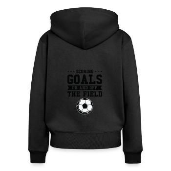 Journée internationale de la femme Objectif de la puissance du football féminin - Sweat à capuche zippé Premium bio Femme - noir - Dos - Julia (174cm)