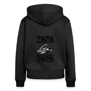 Papa Mit Jetski Wie Ein Normaler Papa Nur Cooler - Frauen Premium Bio Zip Hoodie - Schwarz - Hinten - Julia (174cm)