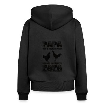 Papa Mit Hühner Wie Ein Normaler Papa Nur Cooler - Frauen Premium Bio Zip Hoodie - Schwarz - Hinten - Julia (174cm)