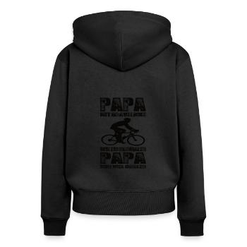 Papa Mit Gravelbike Wie Ein Normaler Papa Nur - Frauen Premium Bio Zip Hoodie - Schwarz - Hinten - Julia (174cm)