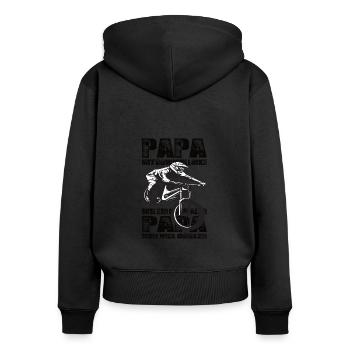 Papa Mit Downhill Bike Wie Ein Normaler Papa nur - Frauen Premium Bio Zip Hoodie - Schwarz - Hinten - Julia (174cm)