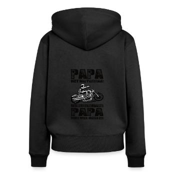 Papa Mit Motorrad Wie Ein Normaler Papa Nur Cooler - Frauen Premium Bio Zip Hoodie - Schwarz - Hinten - Julia (174cm)